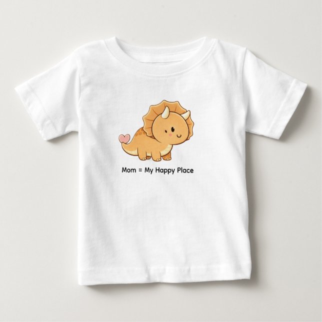 Mom = My Happy Place – Cute Baby Triceratops Illus Baby T-shirt (Vorderseite)