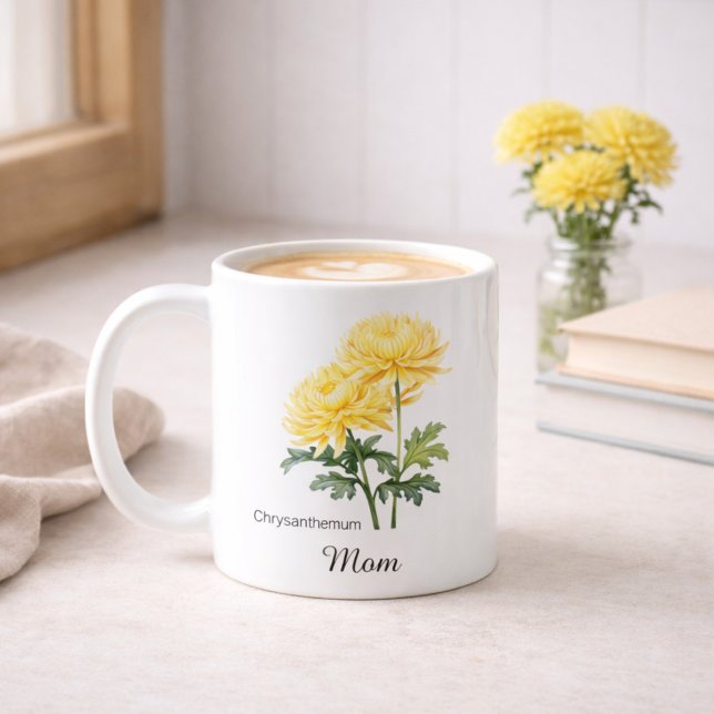 Mom November Birth Flower Chrysanthemum Kaffeetasse (Von Creator hochgeladen)