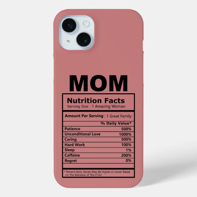 Mom Nutrition Facts Pattern Mother Day Pink Color Case-Mate iPhone Hülle (Rückseite)