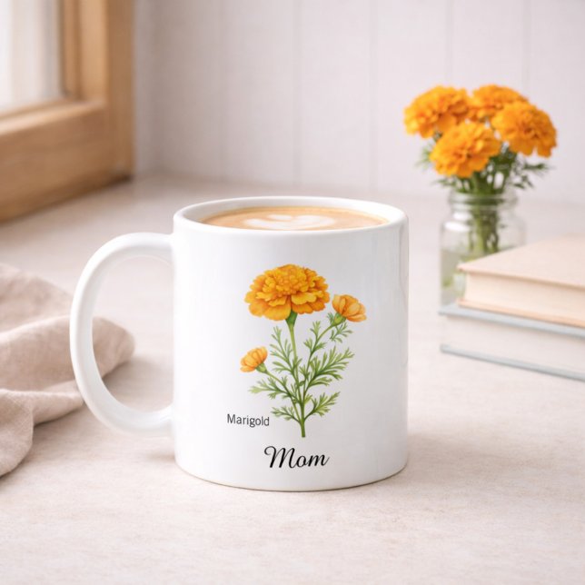 Mom October Birth Flower Marigold Kaffeetasse (Von Creator hochgeladen)