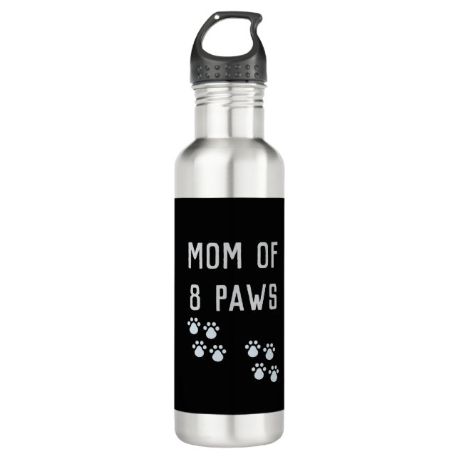 Mom of 8 paws edelstahlflasche (Vorderseite)