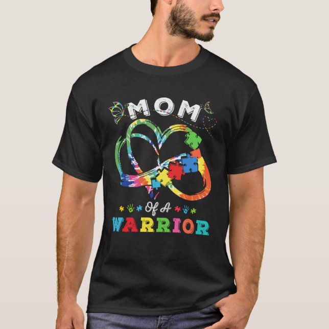 Mom Of A Warrior Autism Awareness Love Puzzle Tie  T-Shirt (Vorderseite)