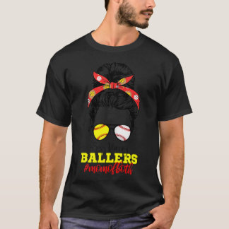 Mom Of Both Baseball Softball Busy Raising Mother' T-Shirt