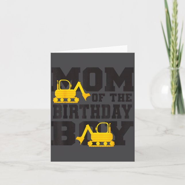 Mom Of The Birthday Boy Funny Excavator Truck B-da Karte (Vorderseite)