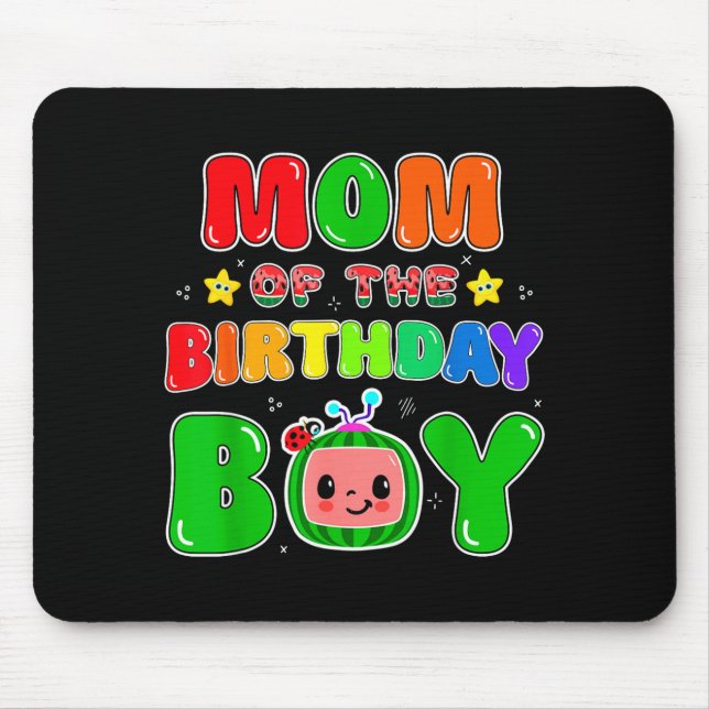Mom Of The Birthday Boy Funny Melon Family Party M Mousepad (Vorne)