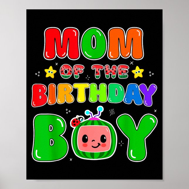 Mom Of The Birthday Boy Funny Melon Family Party M Poster (Vorne)