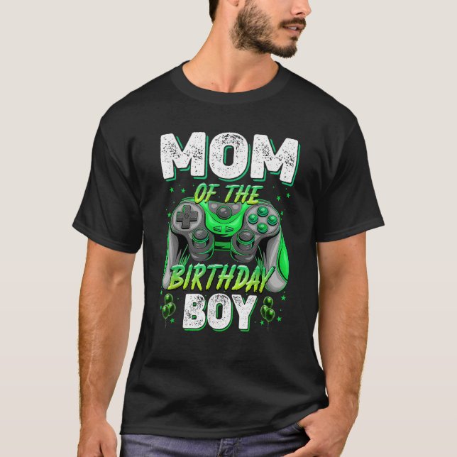 Mom of the Birthday Boy Gaming Party Family Matchi T-Shirt (Vorderseite)