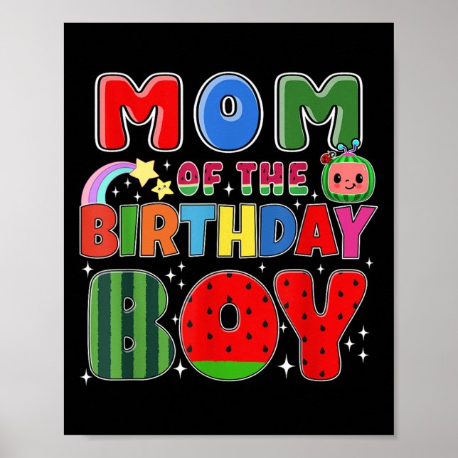 Mom Of The Birthday Boy Melon Family Matching Funn Poster (Vorne)