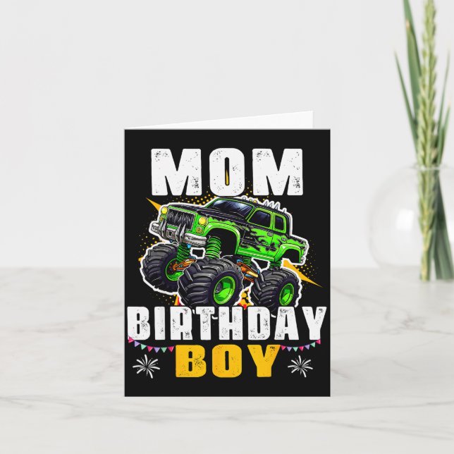 Mom Of The Birthday Boy Monster Truck Family Match Karte (Vorderseite)