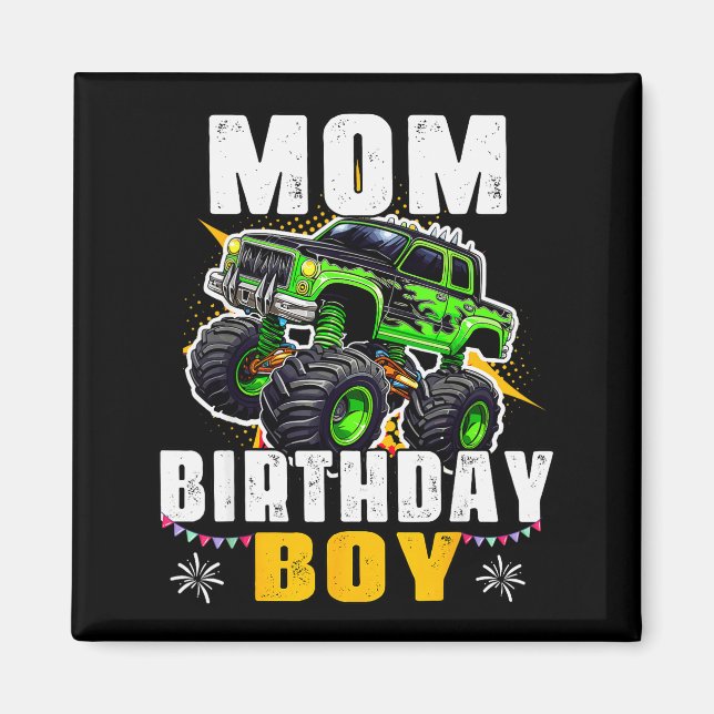 Mom Of The Birthday Boy Monster Truck Family Match Magnet (Vorne)