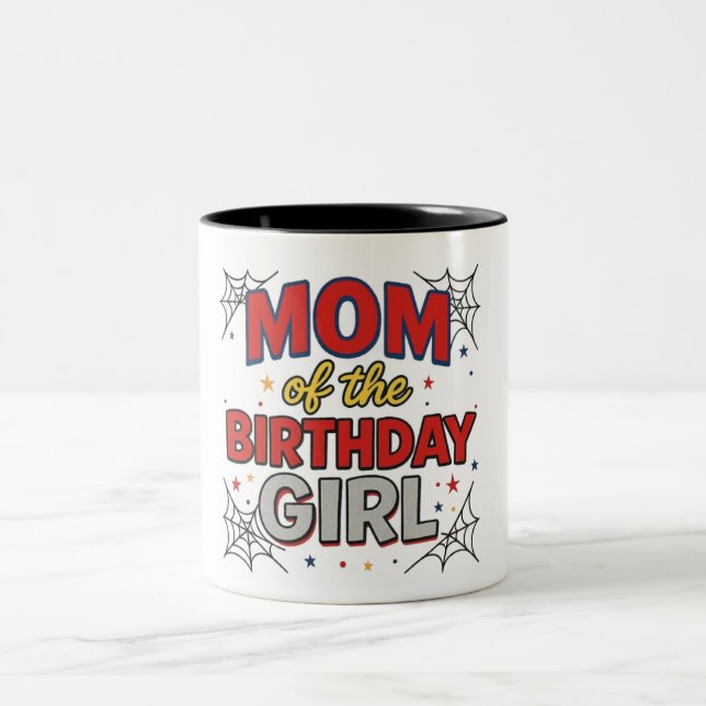 Mom of the Birthday Girl Mug  Zweifarbige Tasse (Mittel)