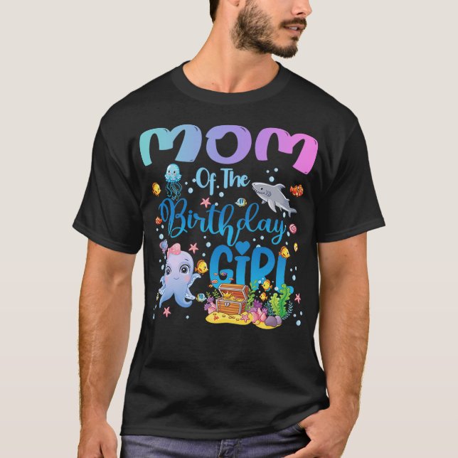 Mom Of The Birthday Girl Sea Fish Ocean Aquarium T-Shirt (Vorderseite)