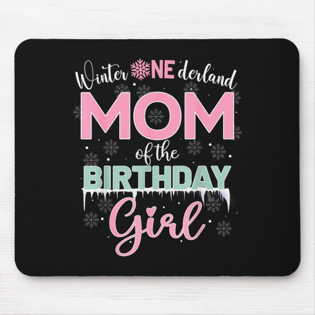 Mom Of The Birthday Girl Shirt Winter Onederland F Mousepad (Vorne)