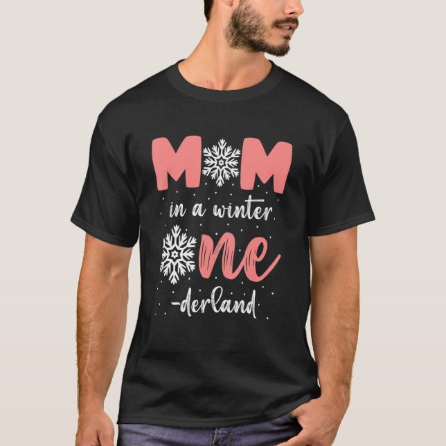 Mom Of The Birthday Girl Winter Onederland 1 St Bi T-Shirt (Vorderseite)