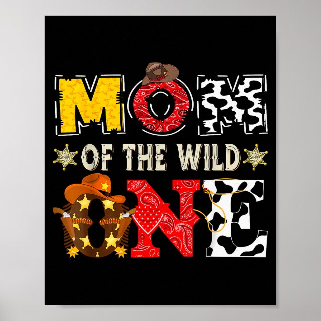 Mom Of The Wild One 1st Birthday Boy Western Cowbo Poster (Vorne)