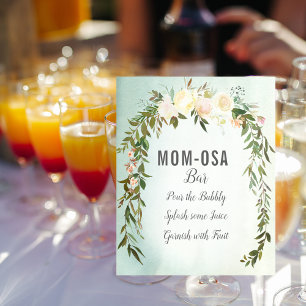 Mom-osa-Bar-Schild Grün Weiß Baby Sprinkle Shower Poster