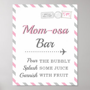 Mom-osa Mimosa Bar Trinken Reise Flugzeug Party Poster