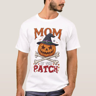 Mom Patch Halloween-Kürbis Hexenhut Totenkopf_1 T-Shirt