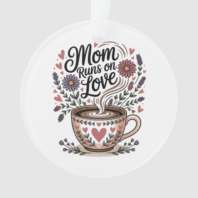 Mom Runs On Love Ornament (Vorderseite)