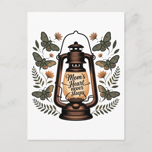 Mom’s Heart Never Sleeps Postkarte (Vorderseite)