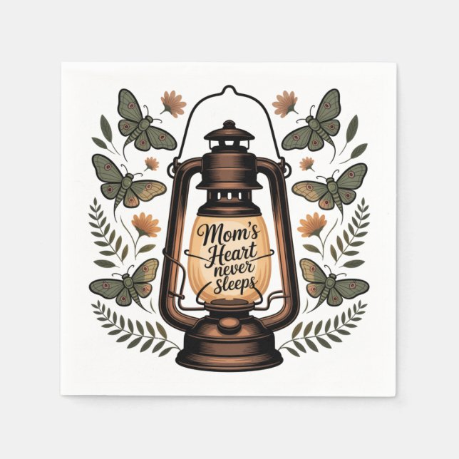 Mom’s Heart Never Sleeps Serviette (Vorderseite)