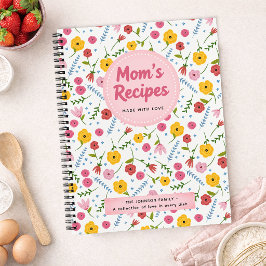 Mom’s Recipes Floral Personalized Recipe Notebook Notizbuch