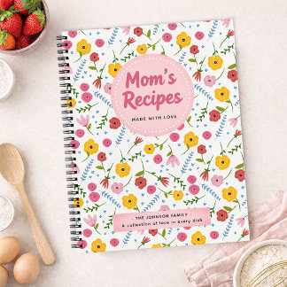 Mom’s Recipes Floral Personalized Recipe Notebook Notizbuch