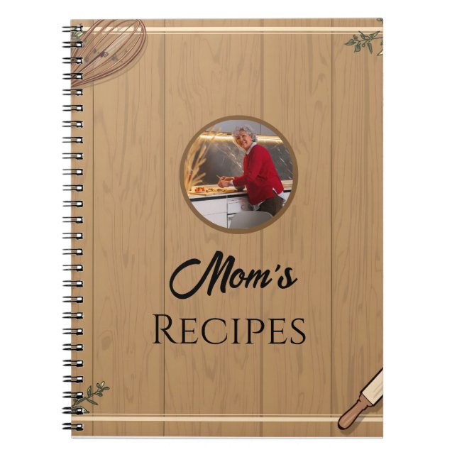 Mom’s Rustic Kitchen Recipe Layout Editable Notizblock (Vorderseite)