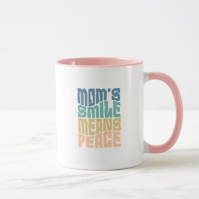 Mom’s Smile Means Peace – Green & Orange Mug Tasse (Rechts)