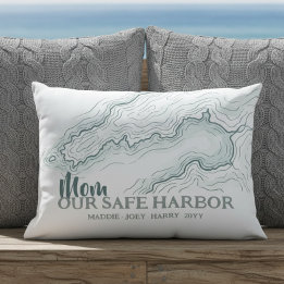 Mom Safe Harbor Topographic Map Coastal Heritage Kissen Für Draußen
