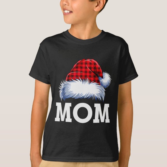 Mom Santa Red Plaid Christmas Family Matching Paja T-Shirt (Vorderseite)