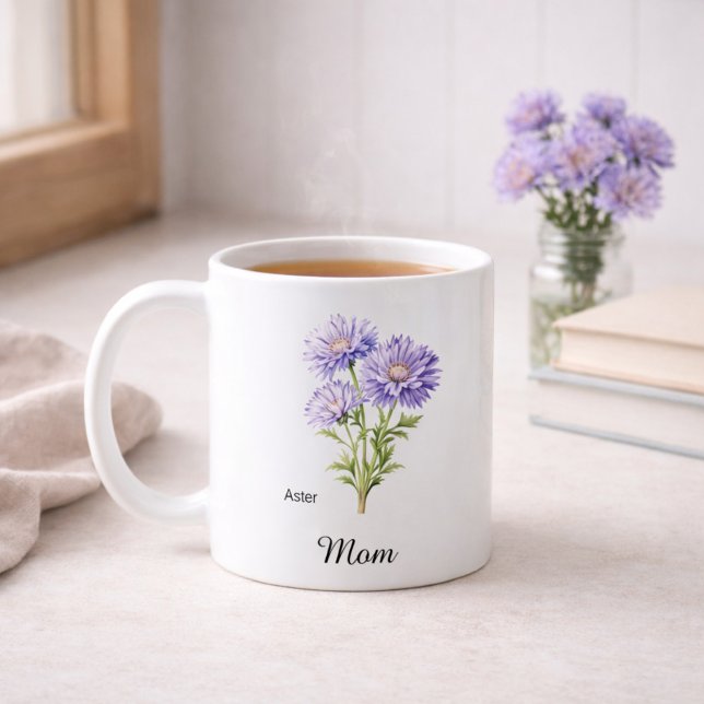 Mom September Birth Flower Aster Kaffeetasse (Von Creator hochgeladen)