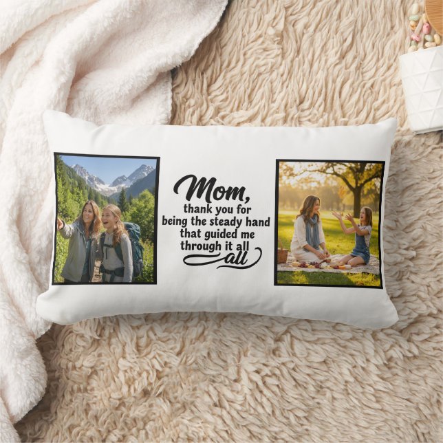 Mom Steady Hand Guided Me Brush Script 2 Photo Lendenkissen (Decke)