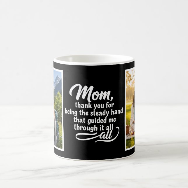 Mom Steady Hand Guided Me Script 2 Photo Black Kaffeetasse (Mittel)