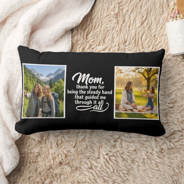 Mom Steady Hand Guided Me Script 2 Photo Black Lendenkissen (Decke)