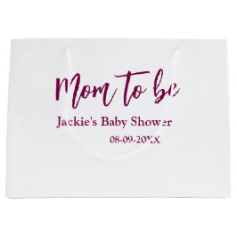 Mom to be baby shower name date pink simple minima große geschenktüte