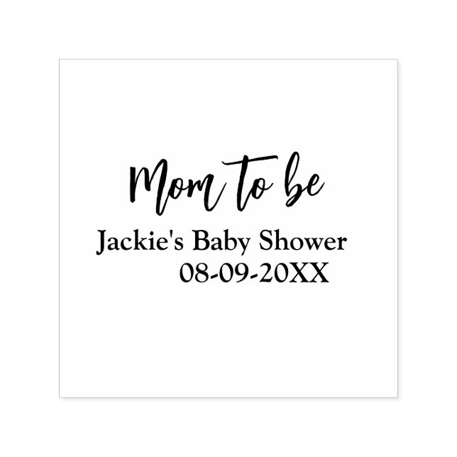 Mom to be baby shower name date pink simple minima permastempel (Design)