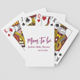 Mom to be baby shower name date pink simple minima spielkarten