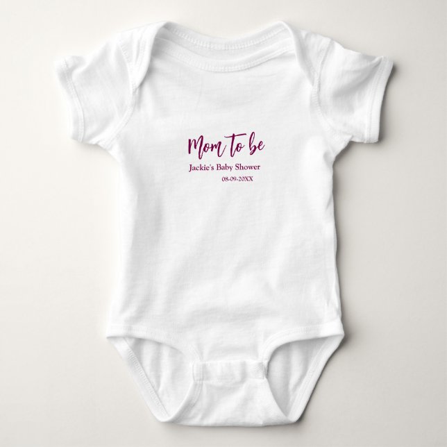 Mom to be baby shower name date pink simple minima strampler (Vorderseite)