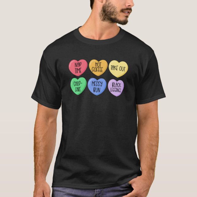 Mom Valentines Day New Moms Candy Heart Black Legg T-Shirt (Vorderseite)