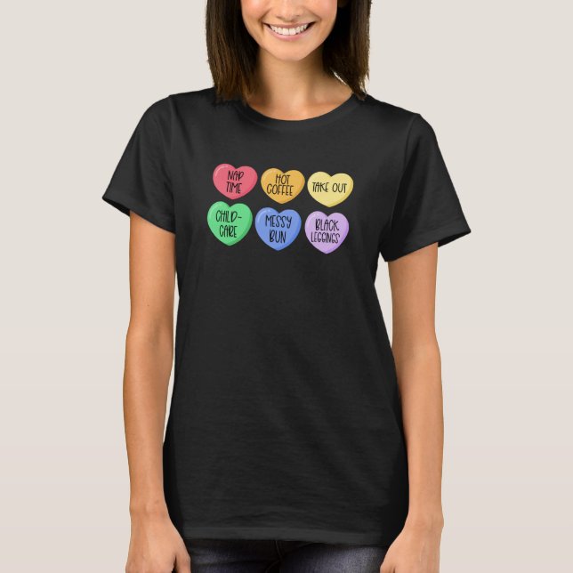 Mom Valentines Day New Moms Candy Heart Black Legg T-Shirt (Vorderseite)