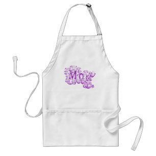 "Mom" White and Purple Graphic Cooks Apron Schürze