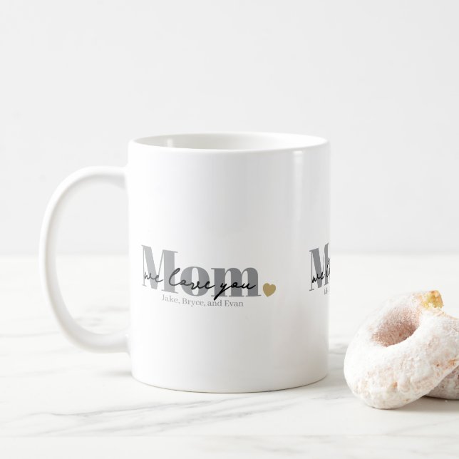 Mom wir lieben dich Black Script Kaffeetasse (Mit Donut)