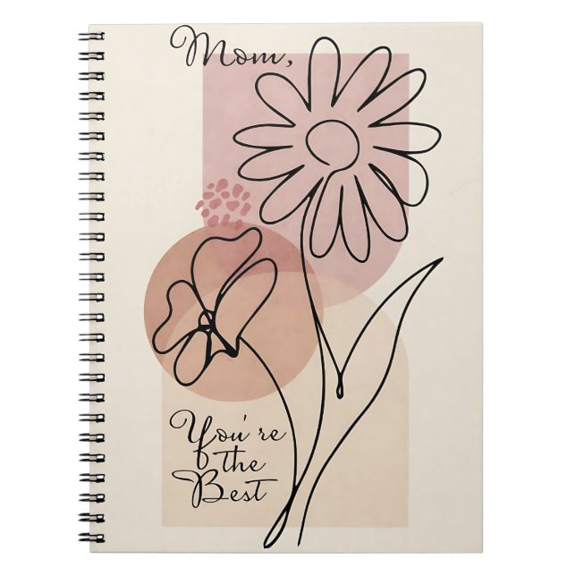 Mom, You’re the Best | Floral Line Notizblock (Vorderseite)
