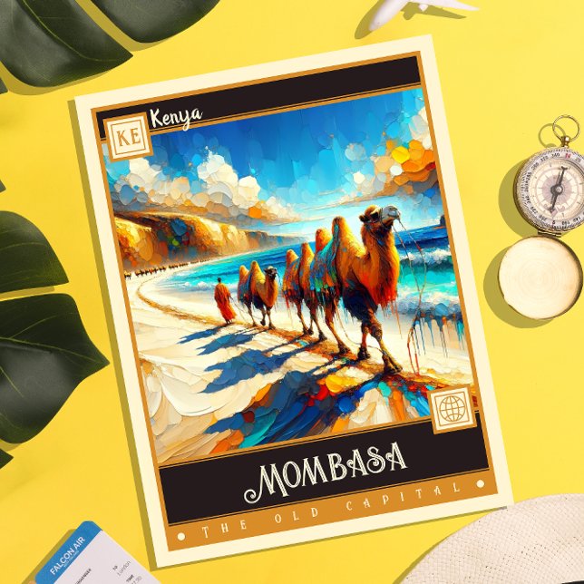 Mombasa, Kenia | Vintage Malerei Postkarte (Von Creator hochgeladen)