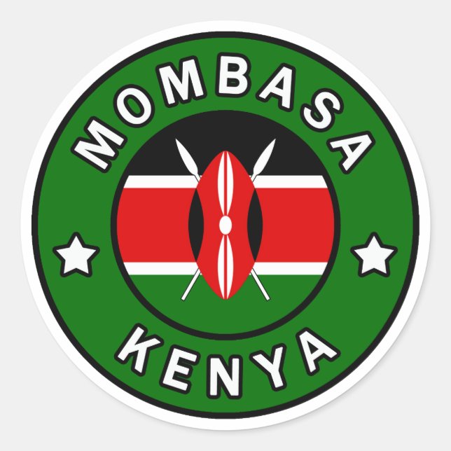 Mombasa Kenya Runder Aufkleber (Vorderseite)