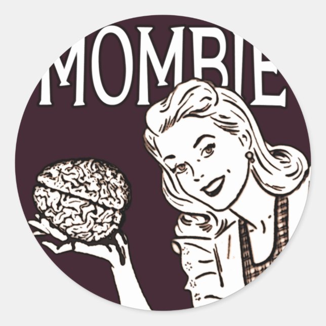 Mombie Retro Zombie Runder Aufkleber (Vorderseite)
