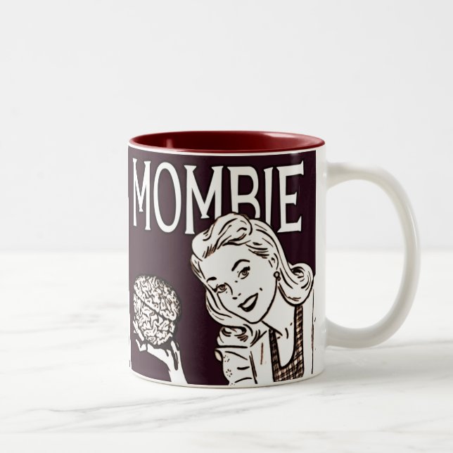 Mombie Retro Zombie Zweifarbige Tasse (Rechts)
