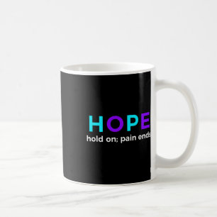 Moment; Schmerz beendet Selbstmordverhütung Bewuss Kaffeetasse