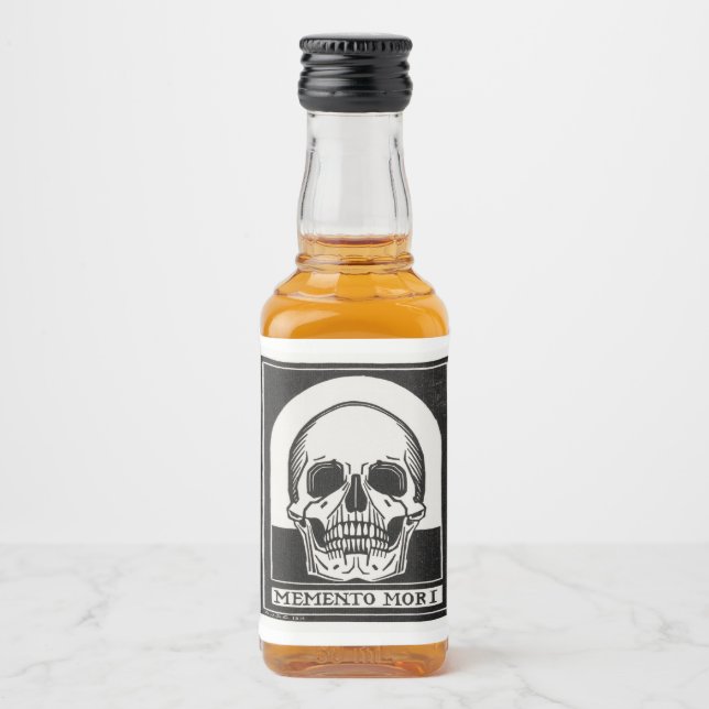 Momento Mori Skull Liquor Flasche Etikett (Vorderseite)